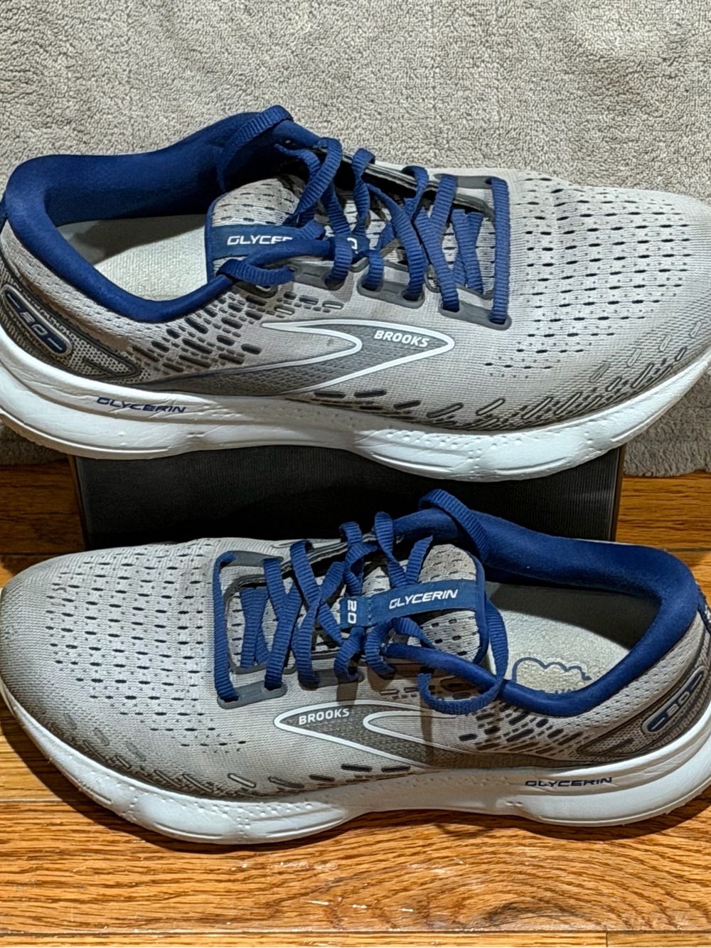 Brooks Glycerin 20 Men’s Size 10 D Gray White Running Shoes Sneakers 1103821D07